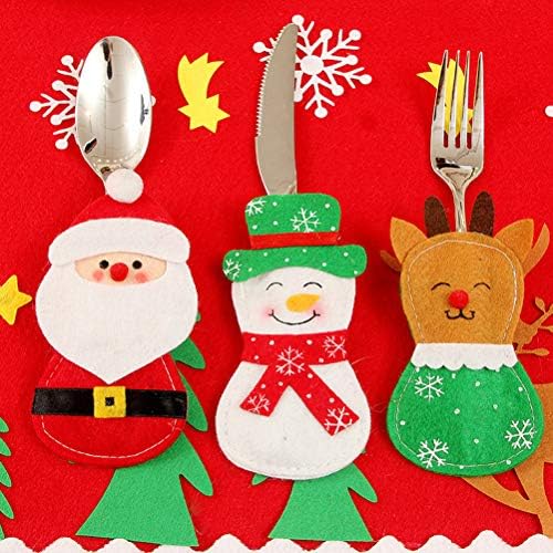 3 Парчиња Божиќен Нож Држач За Лажица Божиќна Торба ЗА ВИЛУШКА Божиќни Елементи Држач За Сребрени Садови Торбичка За Чување Прибор За Јадење Торба