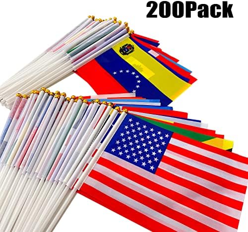 Lybutty 200 земји Меѓународни стапки на стапчиња на светот Мали мини рачни знамиња за Олимпијада, Меѓународен фестивал, 8,2 x 5,5 инчи