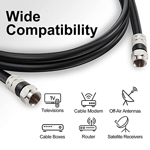 Постта дигитален коаксијален кабел Quad Заштитен црн RG6 кабел со конектори F-Male