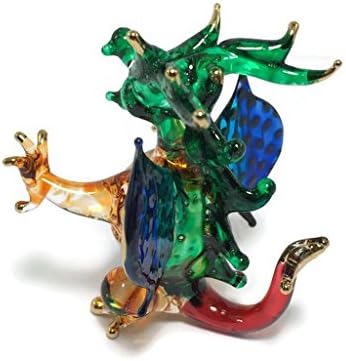 2 високи ситни змејни рачни стакло митска митска фигура на животни минијатурна фантазија кристал колекционерски декор