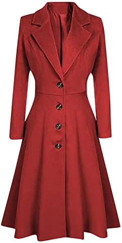5665 женски плус големина грашок палто со долга замав цврста боја Туника ров палто моден лаптол волна надворешна облека со единечни