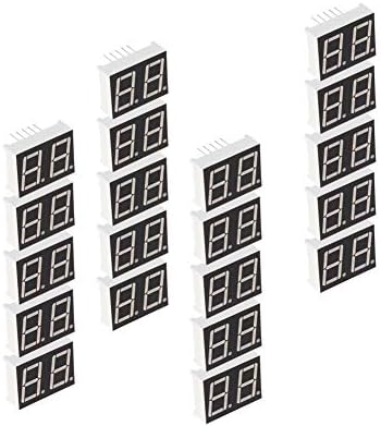 Othmro 20pcs Заедничка катода LED дисплеј дигитална цевка 2 бит 7 сегмент црна 10pin со добар униформа излез на светлина