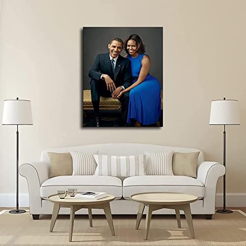 Афроамериканец Барак Обама претседател и Мишел Постер слика уметност печатење платно wallидна уметност домашна соба спална соба декоративна