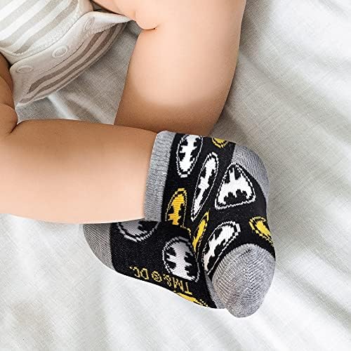 DC Comics Batman Superman and Justice League 10-пакет бебешки чорап, 0-24 месеци момчиња чорапи за новороденчиња