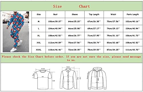 Потта костуми мажи Божиќно 2 парчиња сет отпечатен O вратот со долга ракав Врвна блуза и долги пантолони поставувани Божиќни сетии