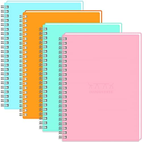 Спирална тетратка од Оузуст, тетратка од 4 пакети A5, 80 листови со хартија од хард, хартија од 100GSM - 5,7 x 8.3 списанија за студии