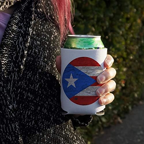 Рустикално потресено Порто Рико знаме дрво изглед изглед може да се полади - пијте ракав со ракав, склопувачки изолатор - држач за изолиран пијалок за пијалоци