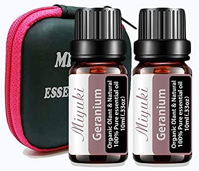 Miyuki 2pack Geranium & Chamomile Essential Essential Perfect за дифузер, навлажнувач, масажа, ароматерапија, нега на кожата и косата