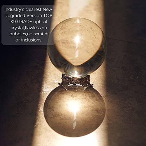 100мм/3,9inch чиста кристална топка со метални штандови богатство на мистична кварц топката фотографија реквизити фенгшуи дивинација