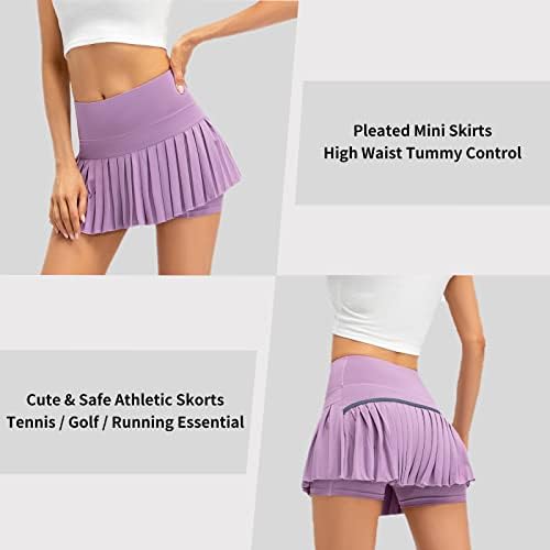 XNMAYA WOMENS PLEATED тениско здолниште со високи половини за голф атлетски здолништа со шорцеви џебови тренингот што работи облека