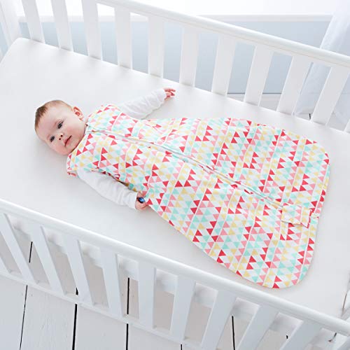 Tommee Tippee Grobag Baby Cotton Tog за спиење, вреќа за спиење - 1,0 TOG за 69-74 степени F - Rouge Zig Zag - средна големина, 6-18 месеци,