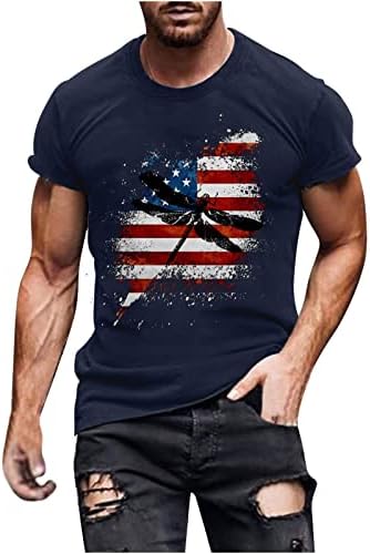LCEPCY MENS COOL 4 -ти јули маици Американски знаме печатено екипаж на вратот на вратот кратки ракави маички патриотски атлетски тимови