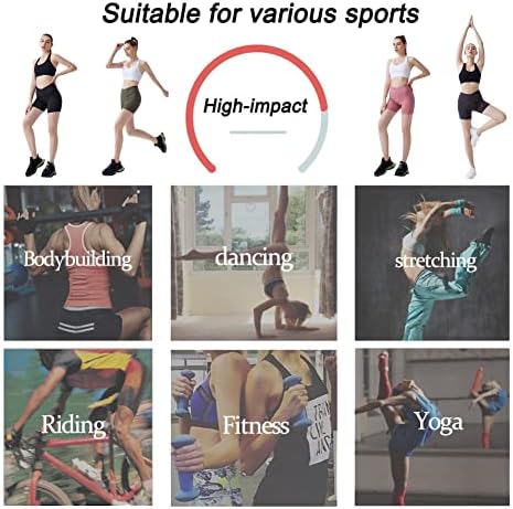 Rosyclo high 5 ”со високи тренинзи за јога шорцеви со странични џебови, не-проточна контрола на стомакот атлетски шорцеви