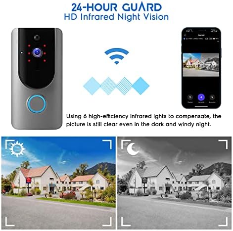 Elytsemoh HD Smart Wireless Video Doorbell Camera Wi-Fi со детектор за движење, 2,4GHz WiFi, безбедносна камера на вратата со