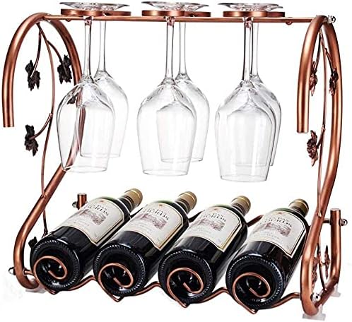 Лавици за вино LXDZXY, вина решетка метална чаша чаша од стаклени чамци за држачи за решетки, држете 4 шишиња вино и 6 чаши чаши,