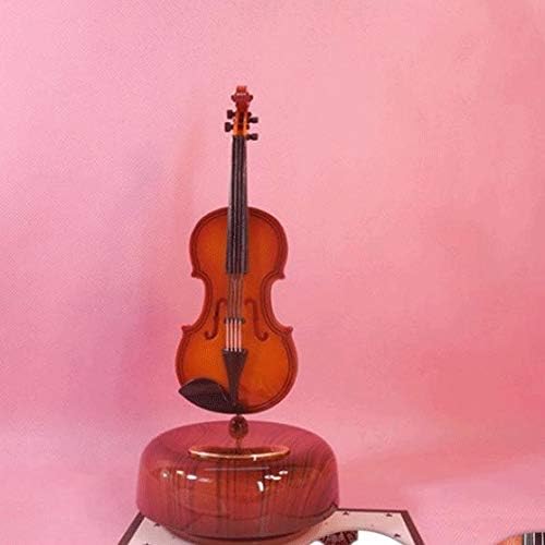 Ylyajy 1 црвена виолина музичка кутија ротирачка виолина десктоп инструмент накит музичка кутија