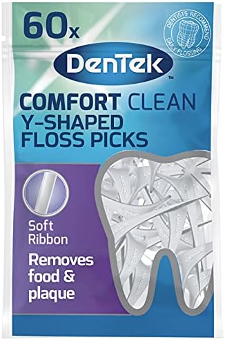Dentek Comfort Chist Easy Easy Reach Silky y во облик на FLOSS за предни и задни заби 6 x 60 пакувања