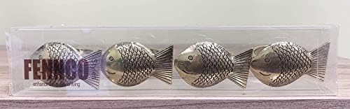 Фенко стилови шик дизајн на риба текстура метални прстени од салфетка, сет од 4 - златни салфетки за домашни украси, трпезариска
