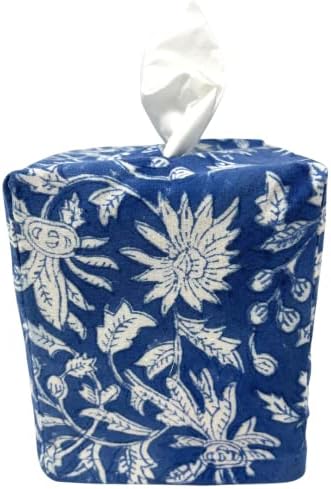 Покритие На Кутијата за ткиво | Држач За Ткиво | Квадрат | Рачно Изработена Со Ткаенина Печатена Со Блок Од Индија | Подарок За Загревање