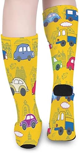 Шарени автомобили печатени чорапи за појавување на бои Атлетски колени високи чорапи за жени мажи