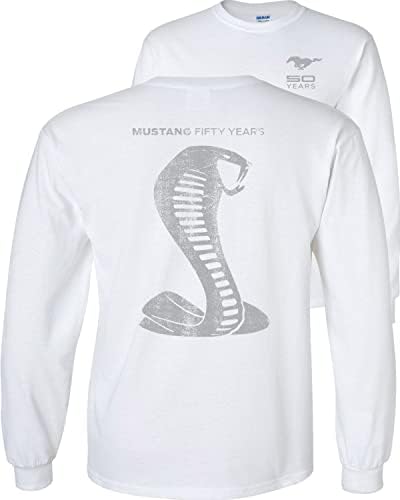 Форд Мустанг 50 години долга ракав за кошула годишнина од сивата силуета на змијата Шелби Кобра змија