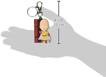 Одлична источна анимација Еден удар човек SD Saitama Standing PVC Keychain, 2 “, повеќебојни