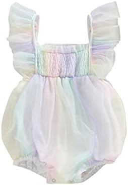 Shvaility новороденче девојче ромпер цветно печатење решетки со ракави за пит -фустани, бото -летна облека