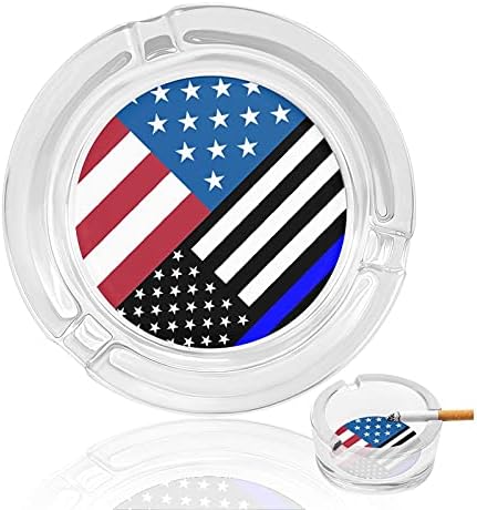 Американско сино тенка линија знаме цигари пушачи стаклени пепелници за пепел за таблета за домашни таблети