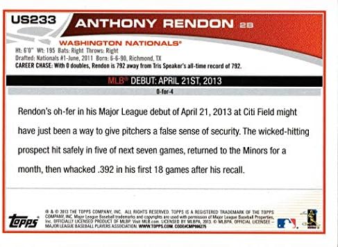 2013 Топс го ажурира Бејзбол US233 Ентони Рендон дебитантска картичка