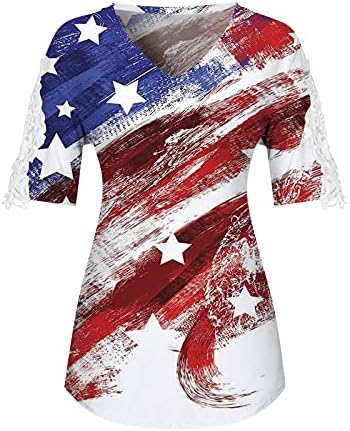 4-ти јули во САД знаме Туника на врвови за жени, се кријат стомачни маици лето лето за кратки ракави за кратки ракави на врвот