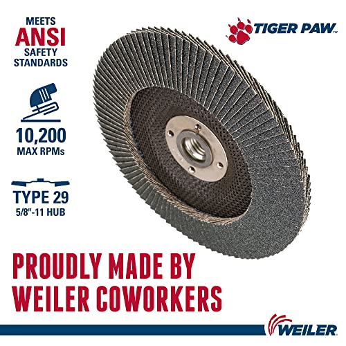 Weiler 51180 6 Tiger Paw Abrabive Drap Disc, конусна, фенолна поддршка, 60z, 5/8 -11 UNC Nut,