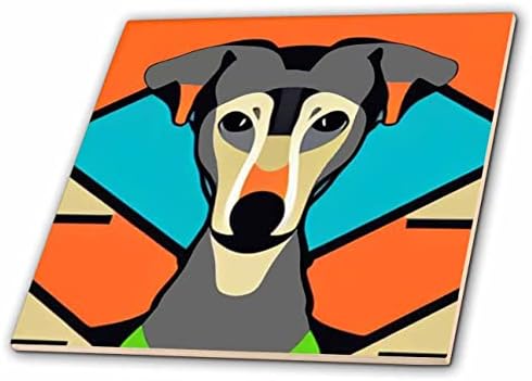 3dRose Кул смешни Симпатична Greyhound Трки Куче Пикасо Стил Поп-Арт-Плочки