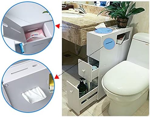 QFFL тоалетен кабинет со фиоки, полица за организатор на комунални услуги, организатор на тесен под, држач за тоалети, за места за перење