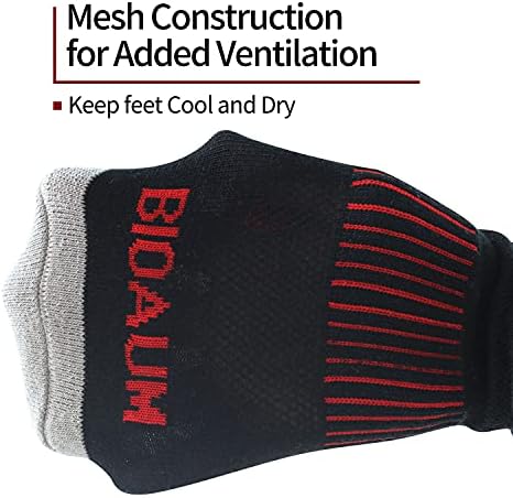 Атлетски чорапи за мажи за биоаум со големина 10-13 - 6 пара памучни перничиња четвртина чорапи за трчање, тренингот, работа