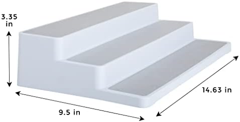 Паметен дизајн 3 -ниво пластична решетка за зачини - сет од 2 - не -лизгање и стапала - БПА бесплатно - шкаф, тегли, лименки, кабинет, countertop,