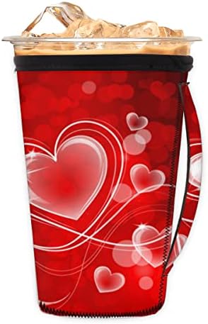 Денот на црвените в Valentубени, loveубовта на срцето што може да се употреби ладен кафеав кафе со рачка Неопрена чаша ракав