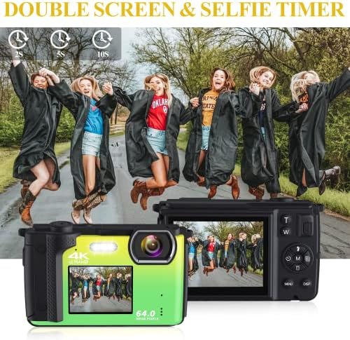 1080p Дигитална камера 44MP мини камера со 16x дигитален зум, за деца, тинејџери и почетници, за снимање на картички од 32 GB, 2 батерии