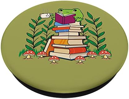 Котагекор естетска каваи жаба читачка книга за книги на книги, поп -поп -поп -поп, што може да се разменува