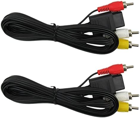 2 пакувања црни 2 пакувања AC адаптер напојување и кабел за кабел за AV се вклопуваат за Nintendo 64 N64 AV Audio Video A/V кабел
