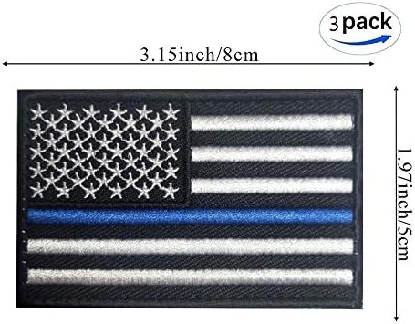 3 Спакувајте Американско Знаме Со Тенка Сина Линија Лепенка ЗА Везење На Американското Полициско Знаме За Капи, Тактички Чанти, Јакни, Лепенка