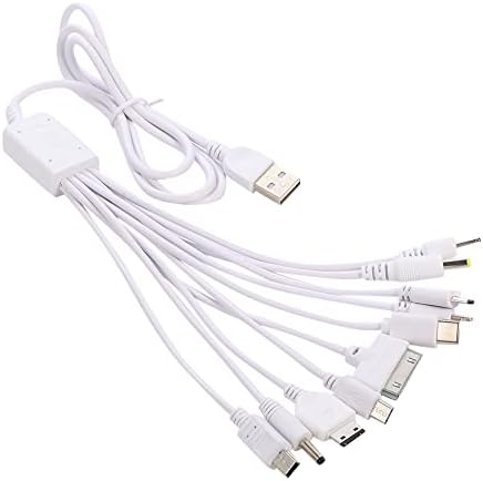 Судроид 10 во 1 Универзален мултифункционален кабел се вклопува во USB полнач мобилен мобилен телефон MP4 ZAF White