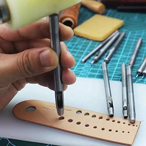 10 парчиња секач за кожни дупки од 0,5мм-5мм тркалезна дупка за удари, кожни алатки за работа со алатки за кожа занаетчиски пакувања