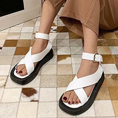 Римски чевли удобни и пролетни сандали случајни солеви крстовички жени дебели летни женски сандали со големина 8