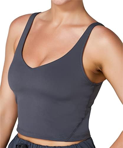 Резервоар за вежбање на Sunzel за жени, Longline Padded Sports Bra Cute Active Tops, Атлетска тежина за јога кошула