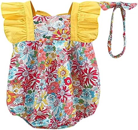 Дете за бебиња девојчиња цветни бекови без бекап -ромпер -роден каросерија за роденденска забава Плејси пакети облека
