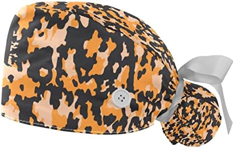 Јидакс 2 парчиња Камуфлажа Камо Работно капаче со копчиња, прилагодлива буфантска капа со држач за конска опашка
