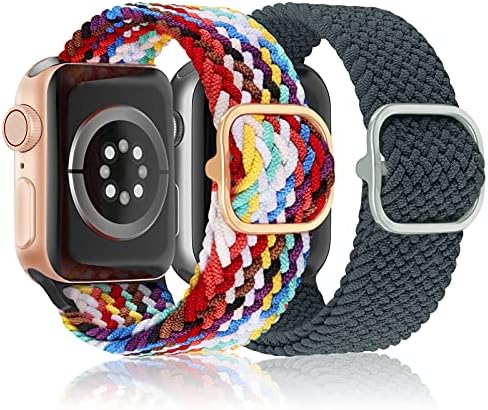 Toyouths 2 пакувања плетенка соло јамка компатибилен со Apple Watch Band 42mm 44mm 45mmwomen Men, прилагодлив стритист спортски