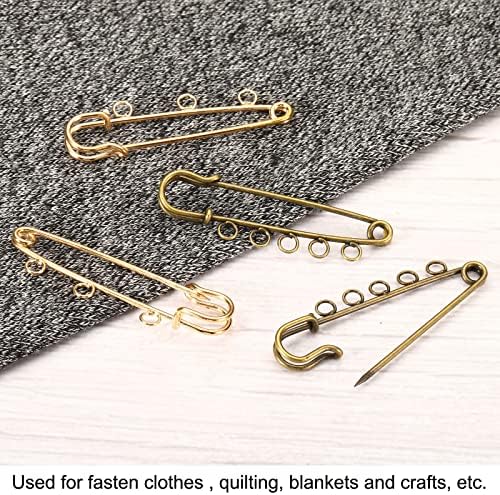 Безбедност на меканиксити 2,24 инчи големи метални иглички за шиење со дупки за ќебиња занаети занаети со златен тон 5 парчиња