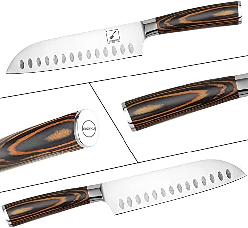 Нож Имарку Сантоту 7 инчи кујнски нож Ултра остри азиски нож јапонски готвач нож - германски HC не'рѓосувачки челик 7CR17MOV - Ергономска рачка на Пакауд, најдобар избор з