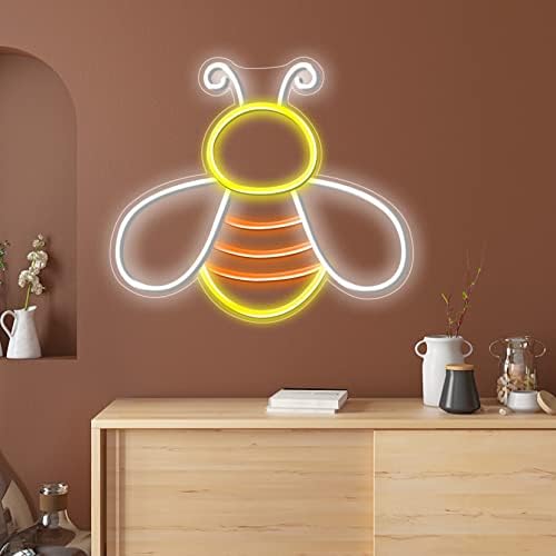Hevmeveni Bee Neon Sign Beepere Light Dight Bee Wallидни украси пчела wallид неонски светло пчела неонска светлина Домаќинство за